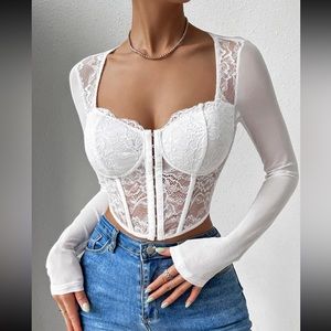 Boho lace bustier corset crop top